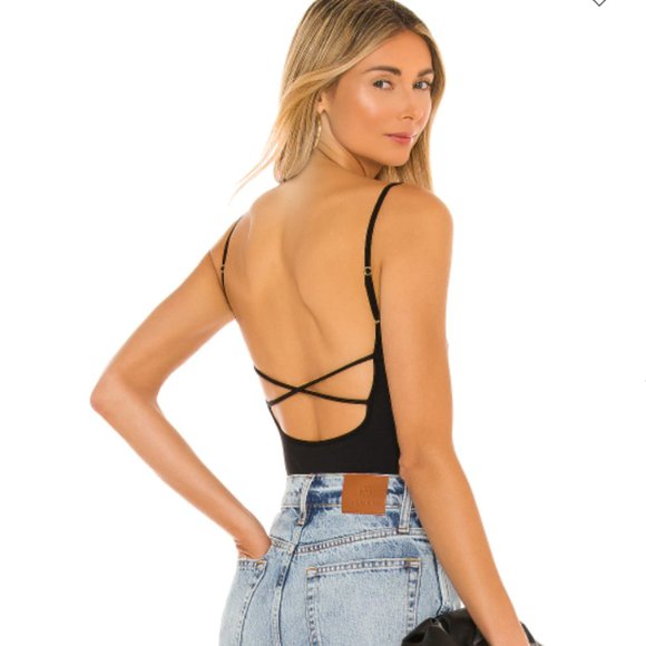 Free People Tops - Free People Strappy Basique Bodysuit Black Size Large NEW